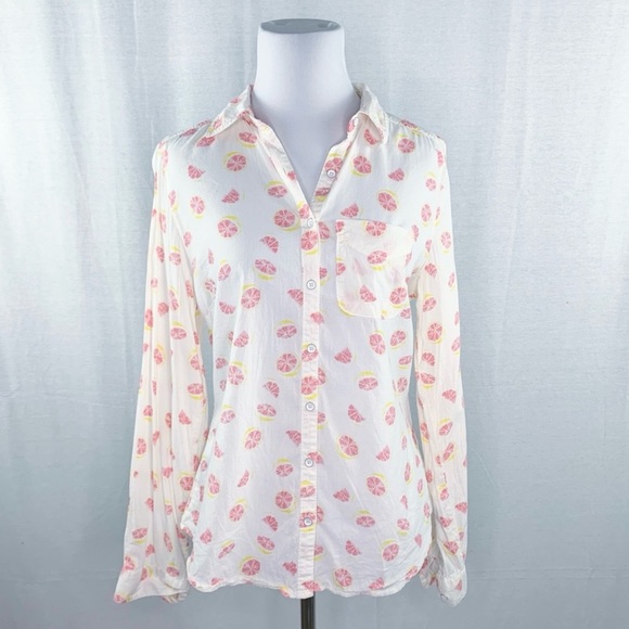 Maurices White and Pink Long Sleeve Fitted Blouse - Picture 1 of 14